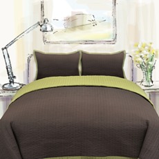 Reversible Green Tea 4 piece cotton jacquard quilt & comforter set